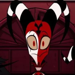 🙁 Blitzo Helluva Boss Helluva Boss, Blitzo, Kreskówka, Demon, Imp, Animacja, Zabawne telegram sticker