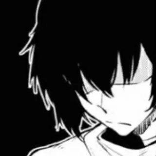 🥚 Anime, Mangá, Retrato, Preto e branco telegram sticker