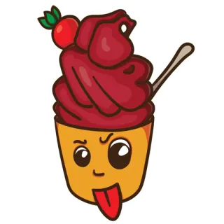 😜 Cupcake, Postre, Dulce, Antojo, Comida, Dibujo animado, Enojado whatsapp sticker