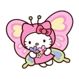 🦋 Hello Kitty hello kitty, butterfly, cute, cartoon, kawaii telegram sticker