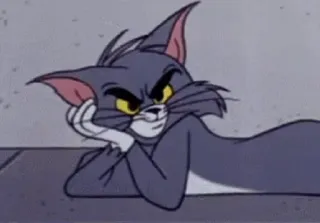 😏 Tom Cat Tom and Jerry Мультфильм, Кот, Замышляет, Думает, Ухмыляется whatsapp sticker