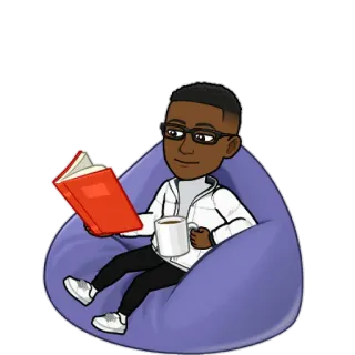 😐 読書, リラックス, コーヒー, 本, 椅子, ビーズクッション, 漫画 telegram sticker