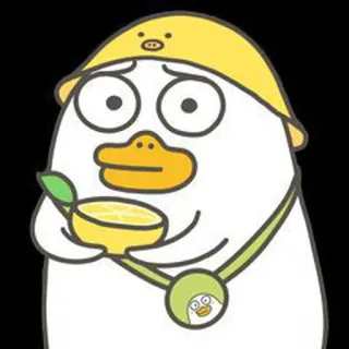 🐣 เป็ด, การ์ตูน, น่ารัก, มะนาว, สีเหลือง, สัตว์, ตัวละคร telegram sticker