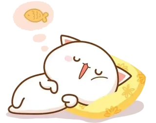 😗 kucing, hewan, tidur, ikan, mimpi, lucu telegram sticker