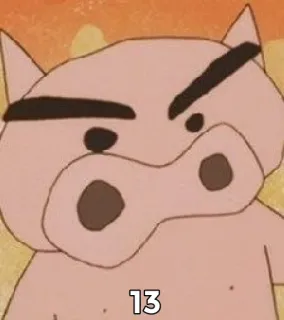 🐽 13 豚, 漫画, 数字, 動物, キャラクター telegram sticker
