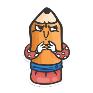 😈 matita, cartone animato, personaggio, arrabbiato, istruzione, scuola whatsapp sticker