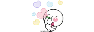 😍 sticker, cute, cartoon, hearts, bubbles, blowing bubbles whatsapp sticker