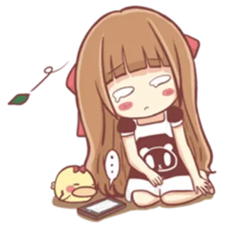😐 슬픈, 애니메이션, 만화, 소녀, 귀여운, 우는 telegram sticker