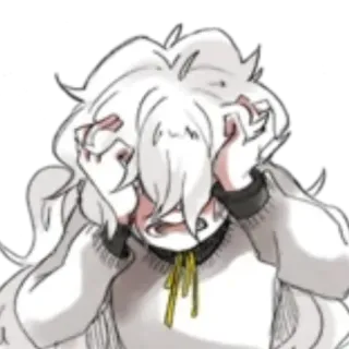 😫 distressed, anime, screaming, white hair, cartoon, emotion telegram sticker