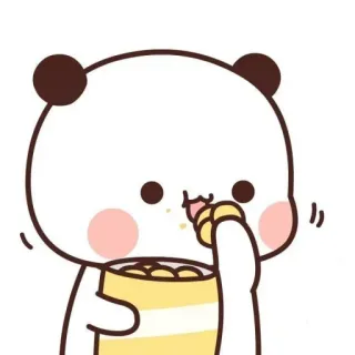 🤍 팬더, 귀여운, 스티커, 만화, 먹는, 칩 telegram sticker