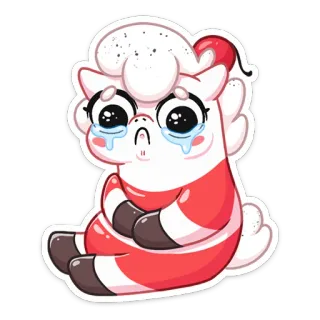 😭 sedih, menangis, kartun, stiker, imut, menggemaskan, anak domba telegram sticker