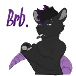 🚬 Brb. dibujos animados, animal, gato, fumando, vuelvo enseguida, morado telegram sticker