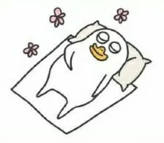 🐥 bebek, bantal, tidur, kartun, imut, santai, binatang whatsapp sticker