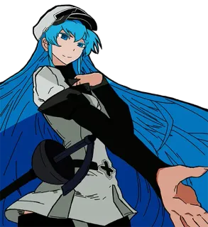 😏 Esdeath Akame ga Kill! Anime, Meisje, blauw haar, zwaard, Algemeen telegram sticker