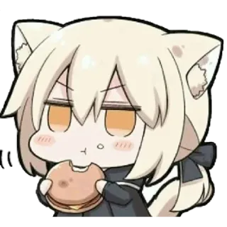 🍔 ... Anime, Kucing, Makan, Kawaii, Lucu, Burger telegram sticker