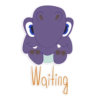 ☺️ Waiting hà mã, hoạt hình, dễ thương, chờ đợi, động vật telegram sticker