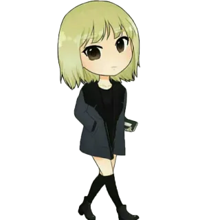 😏 Аниме, Чиби, Девушка, Милый, Мультфильм, Иллюстрация telegram sticker
