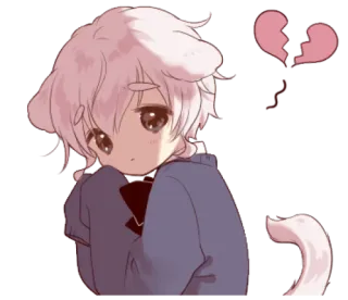 💔 Anime, Kawaii, Süß, Gebrochenes Herz, Traurig, Manga, Hund, Welpe whatsapp sticker