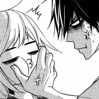 😡 anime, manga, couple, romance, cute, black and white telegram sticker