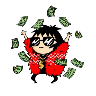 😎 money, cartoon, character, wealth, cash, dollars telegram sticker