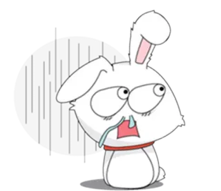 😒 dessin animé, lapin, malade, mignon, animal, kawaii, lapinou whatsapp sticker