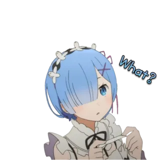 ❔ Rem Re:Zero What? Аниме, Милый, Вопрос, Смущенный, Горничная whatsapp sticker