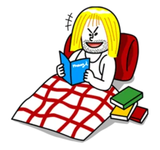 🌝 Menzl membaca, kartun, buku, orang telegram sticker