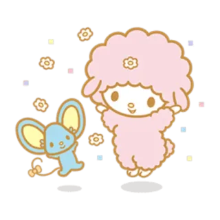 💃 Мультфильм, Милый, Ягненок, Мышь, Цветочный, Каваи, Sanrio whatsapp sticker