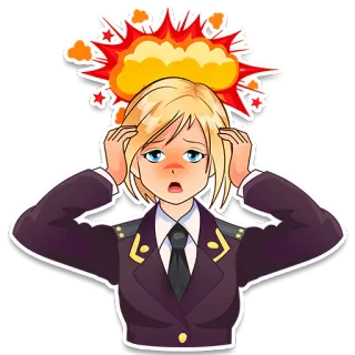 🤯 militare, uniforme, esplosione, arrabbiato/a, femmina whatsapp sticker