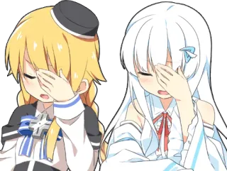 🙄 อนิเมะ, ผู้หญิง, เอามือกุมหน้า, ผิดหวัง, น่ารัก, อาย telegram sticker