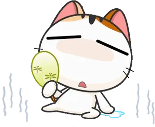 ⭐ Katze, Fan, Tier, Cartoon, süß, schläfrig telegram sticker