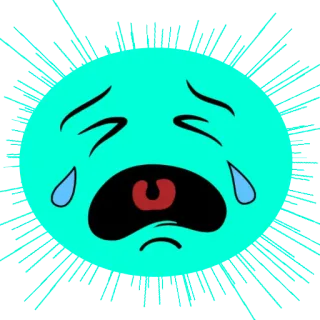 😢 triste, chorando, emoji, rosto, azul, desenho animado whatsapp sticker