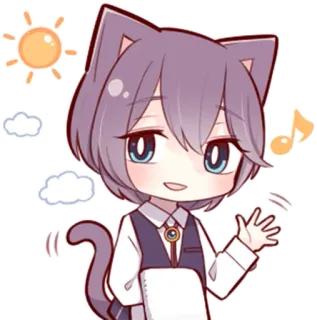 ☀️ chat, anime, chibi, mignon, manga, kawaii, personnage, salut telegram sticker