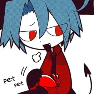 😮‍💨 pet pet anime, devil, cute, cartoon, petting whatsapp sticker