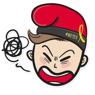 😤 #NO155 arrabbiato, frustrato, testa, cappello, nastro whatsapp sticker