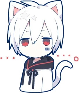 😶 Anime, Katze, Kawaii, Manga, Süß, Chibi, Weißes Haar, Rote Augen telegram sticker