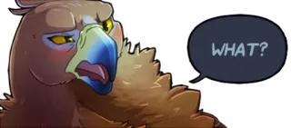 💁‍♀️ WHAT? pássaro, zangado, o quê, pergunta, balão de fala whatsapp sticker