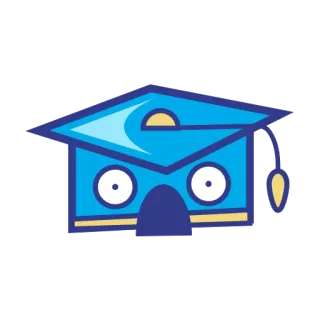 😳 Afstudeerhoed, Onderwijs, Afstuderen, Viering, Cartoon whatsapp sticker