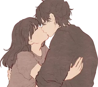 ❤️ baciare, coppia, romantico, amore, affetto, stile anime telegram sticker