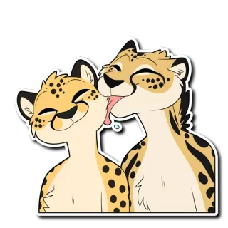 👅 치타, 귀여운, 동물, 키스 telegram sticker
