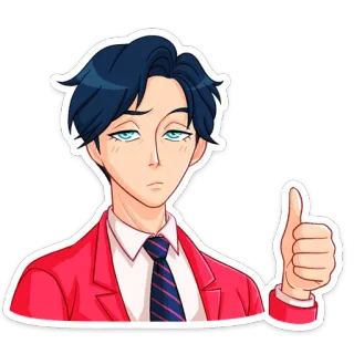 👍 อนิเมะ, ตัวละคร, ยกนิ้วโป้ง, การอนุมัติ, ผู้ชาย, การ์ตูน whatsapp sticker