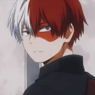 ❄️ Shoto Todoroki My Hero Academia Anime, My Hero Academia, Shoto Todoroki, Postać, Czerwony, Biały telegram sticker
