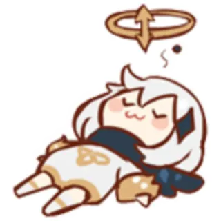 ⚰️ Paimon Genshin Impact Paimon, Genshin Impact, slapend, schattig, chibi telegram sticker
