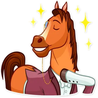 ✨ cheval, animal, dessin animé, monocle, chic, étincelle, costume, anthropomorphe telegram sticker
