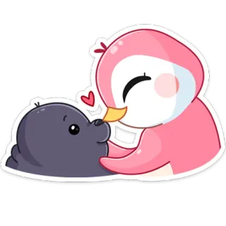 😘 penguin, seal, cute, animals, love, kiss telegram sticker