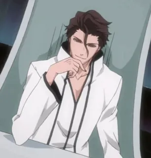 😁 Sosuke Aizen Bleach anime, villain, manga, smug, character telegram sticker