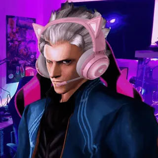 😒 Vergil Devil May Cry anime, gaming, headphones, pink, character, vergil telegram sticker