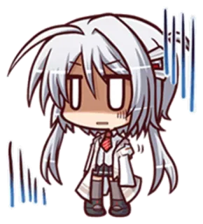 😐 Аниме, Манга, Чиби, Милый, Грустный, Каваий, Смущенный, Белые волосы telegram sticker