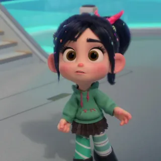 🥨 Vanellope von Schweetz Wreck-It Ralph Vanellope, Detona Ralph, Disney, desenho animado, personagem, menina whatsapp sticker