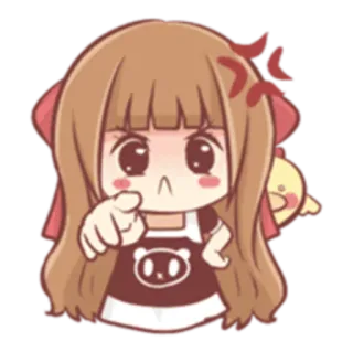 😠 Cartoon, Mädchen, Wütend, Süß, Anime, Zeigend telegram sticker